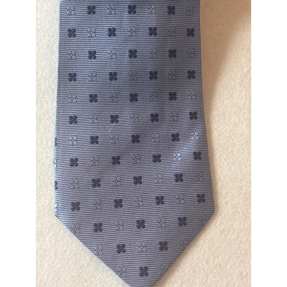 Faconnable  Mens Silk‎ Tie Blue Floral Pattern